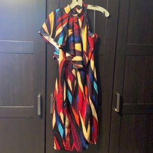 Brand new one one shoulder cape body on dress